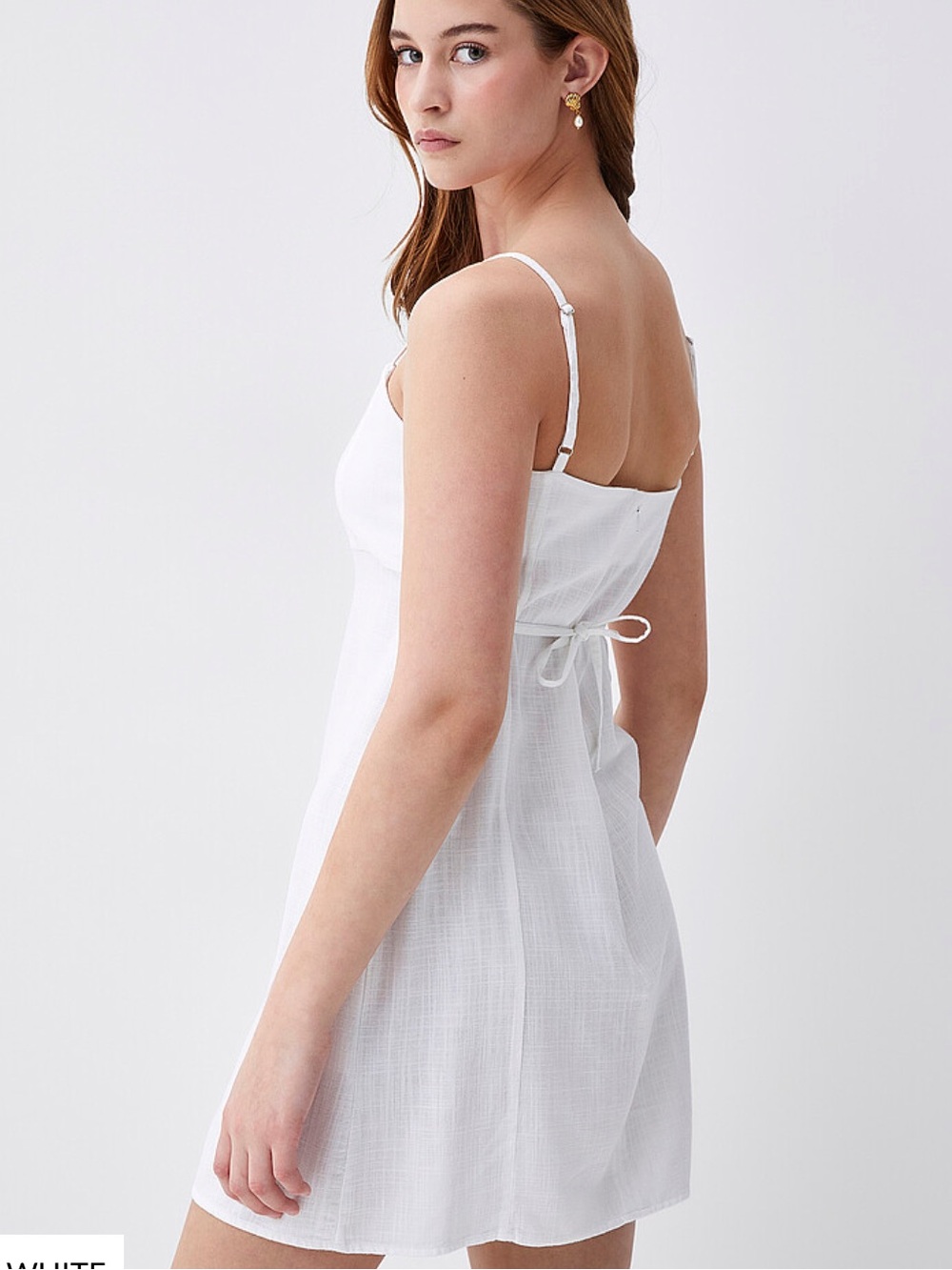 Simons White Ribbed Spaghetti-Strap Mini Dress - Picture 3 of 3